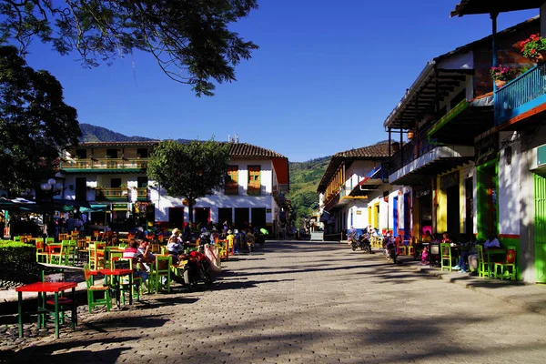 Arquitetura Tradicional Pitoresca Cidade Jardin Antioquia Colômbia América Sul — Fotografia de Stock
