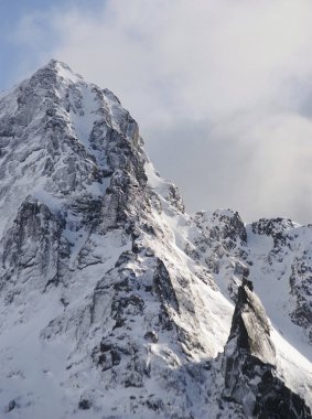 Lofoten Takımadaları 'nda kış manzarası, Norveç, Avrupa