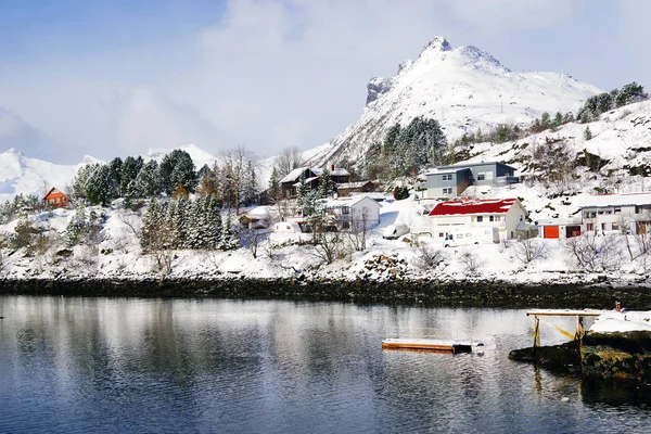 View Harbor Svolvaer Resort Winter Time Lofoten Archipelago Norway Europe — Stock Photo, Image