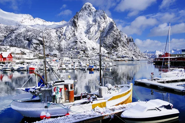 View Harbor Svolvaer Resort Winter Time Lofoten Archipelago Norway Europe — Stock Photo, Image