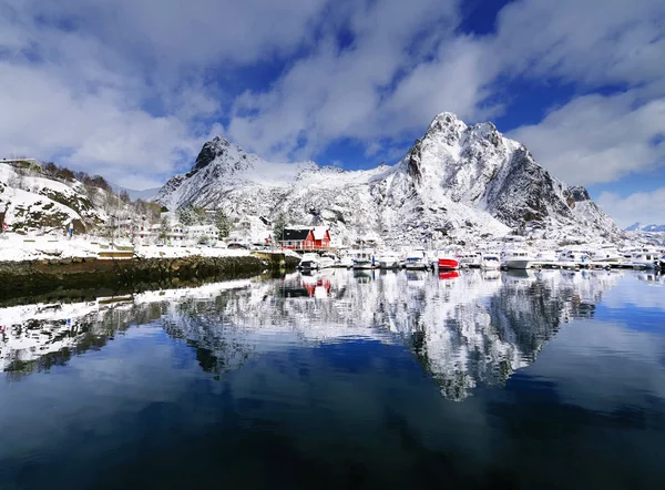 View Harbor Svolvaer Resort Winter Time Lofoten Archipelago Norway Europe — Stock Photo, Image