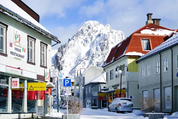 View Svolvaer Resort Winter Time Lofoten Archipelago Norway Europe — Stock Photo, Image