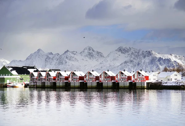 View Harbor Svolvaer Resort Winter Time Lofoten Archipelago Norway Europe — Stock Photo, Image