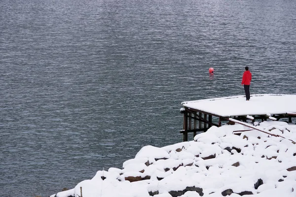 Lofoten Takımadaları Nda Kış Manzarası Norveç Avrupa — Stok fotoğraf