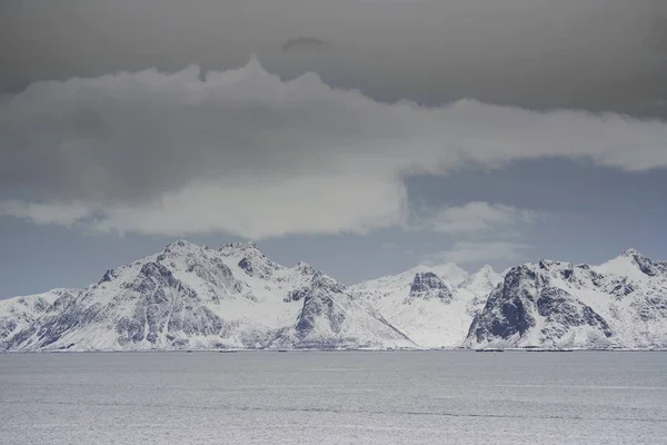 Winter Hard Landschap Lofoten Archipel Noorwegen Europa — Stockfoto