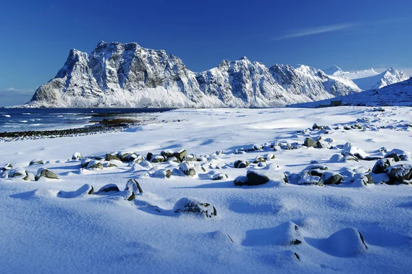 Paisaje Duro Invierno Archipiélago Lofoten Noruega Europa — Foto de Stock