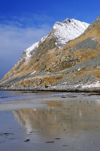 Praia Haukland Lofoten Archipelago Noruega Europa — Fotografia de Stock