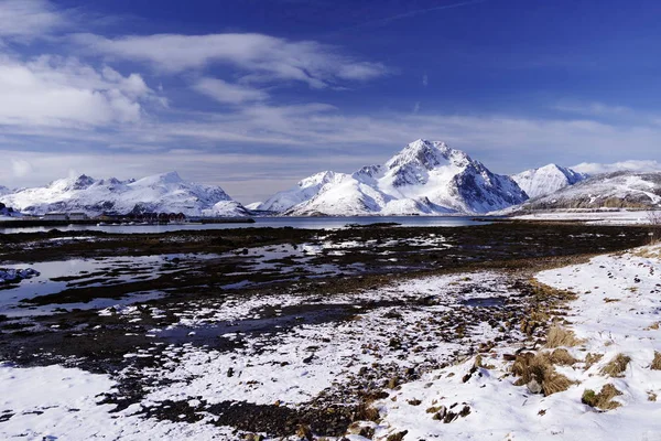 Inverno Paisagem Dura Lofoten Archipelago Noruega Europa — Fotografia de Stock