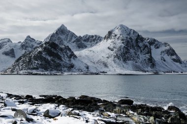 Lofoten Takımadaları 'nda haukland Plajı, Norveç, Avrupa
