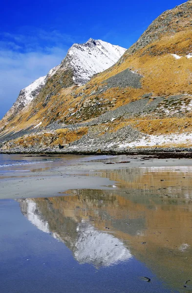 Hauklandská Pláž Lofotenské Souostroví Norsko Evropa — Stock fotografie