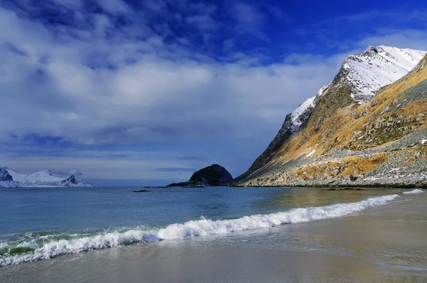 Haukland Beach Dans Archipel Lofoten Norvège Europe — Photo