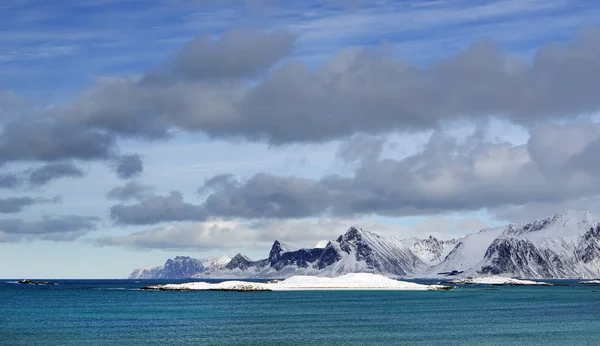 Sandbotnen Χειμερινό Τοπίο Στο Αρχιπέλαγος Lofoten Νορβηγία — Φωτογραφία Αρχείου