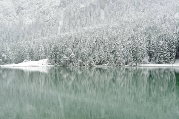 Dobiacco Lake Winter Time Italy Europe — Stock Photo, Image