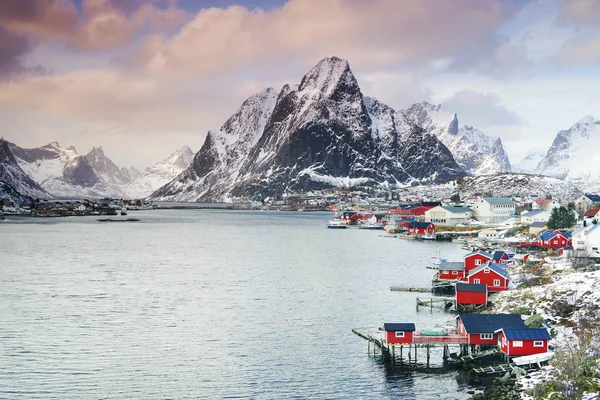 Paisaje Invierno Alpino Archipiélago Lofoten Noruega Europa — Foto de Stock