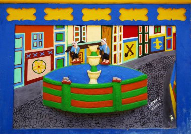 Renkli Guatape köyü Kolombiya, Güney Amerika sokaklarında