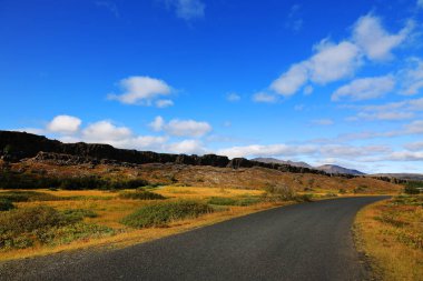 Pingvellir Ulusal Parkı, İzlanda, Avrupa 'da yaz sonu manzarası