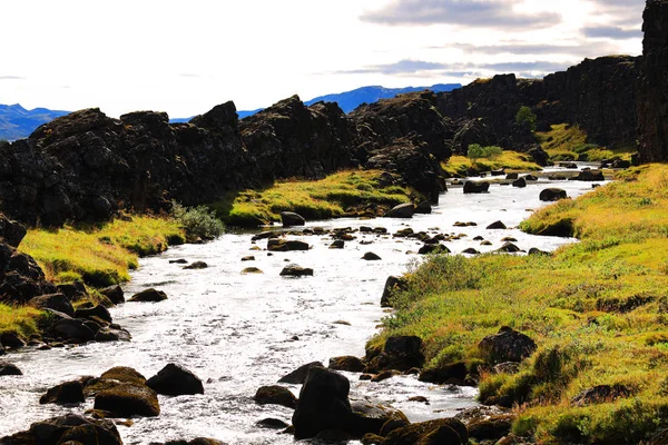 Τέλη Του Καλοκαιριού Τοπίο Στο Pingvellir Εθνικό Πάρκο Ισλανδία Ευρώπη — Φωτογραφία Αρχείου