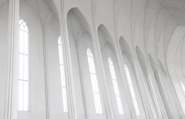 Reykjavik Hallgrimskirkja Widok Słynny Icelandyjski Nowoczesny Kościół Inspirowany Filarami Bazaltu — Zdjęcie stockowe