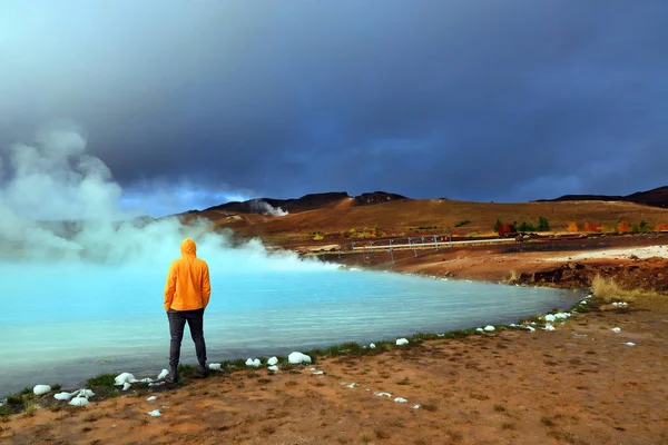 Геотермальная Область Хверир Исландии Недалеко Озера Миватн Исландия Европа — стоковое фото