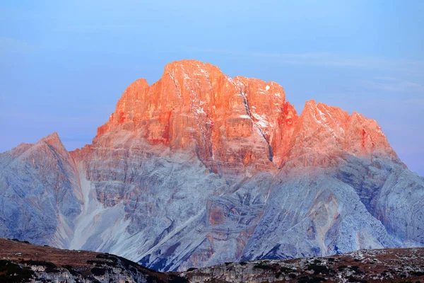 Soluppgång Ljus Över Cristallo Mountiain Group Dolomiterna Italien Europa — Stockfoto