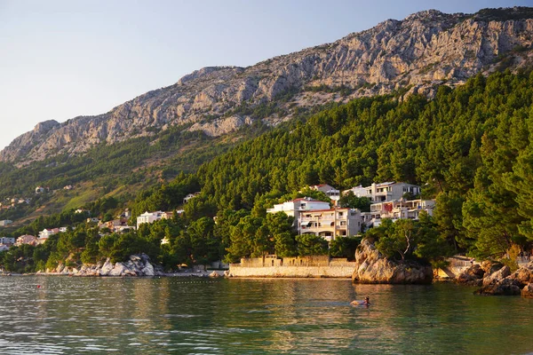 Strand Van Brela Aan Adriatische Zee Makarska Riviera Dalmatië Kroatië — Stockfoto