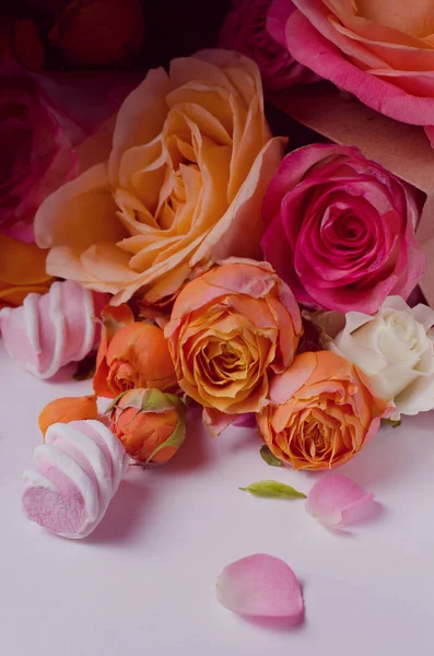 Lebende Rosen umrahmen. schönen floralen Hintergrund. Kartenvorlage für die Frühlingsferien mit kreativem Raum für Text. — Stockfoto