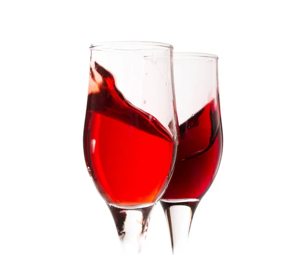 Tarjeta de vino. Set de copa con salpicaduras de vino tinto — Foto de Stock