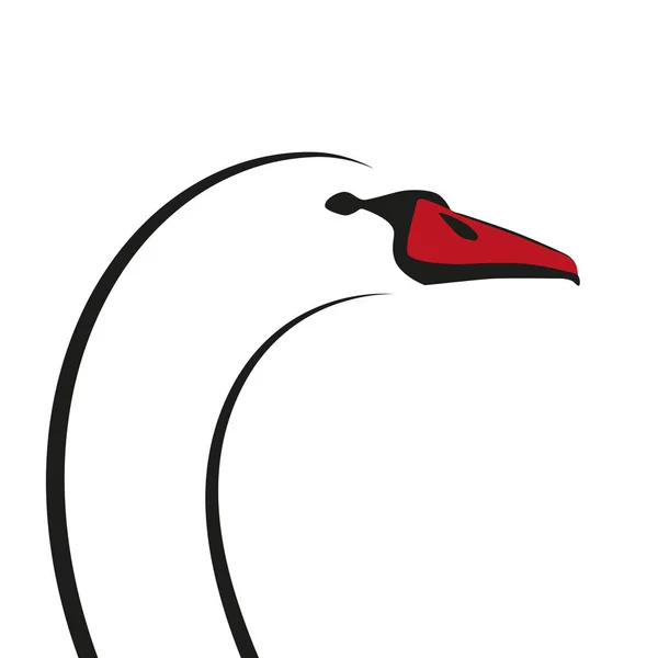 Silueta vectorial minimalista de cabeza de cisne aislada sobre fondo blanco . — Vector de stock