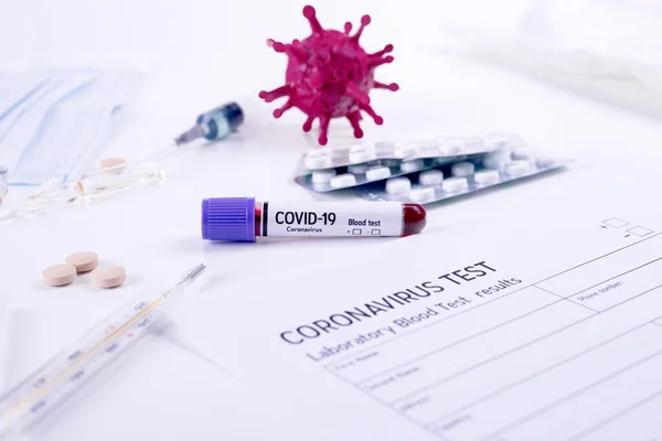 Krevní Testy Laboratoři Coronavirus 2019 Ncov Koncept Zátiší Krevními Testy — Stock fotografie