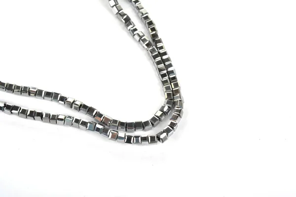 Beautiful Color Silver Gray Glass Sparkle Crystal Isoelevbeads White Background — стоковое фото