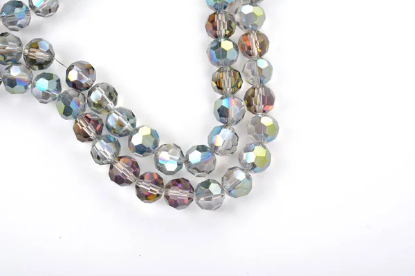 Hermoso Color Gris Plata Glass Sparkle Crystal Isoalted Beads Sobre —  Fotos de Stock