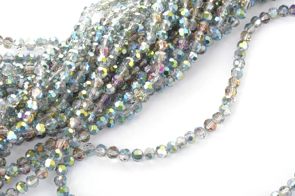 Hermoso Color Gris Plata Glass Sparkle Crystal Isoalted Beads Sobre —  Fotos de Stock