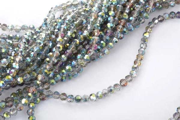 Hermoso Color Gris Plata Glass Sparkle Crystal Isoalted Beads Sobre —  Fotos de Stock