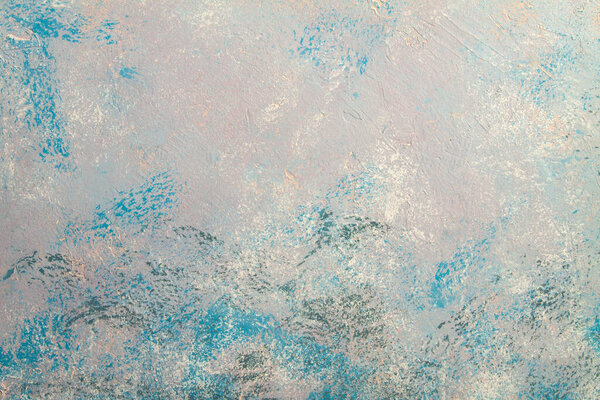 Concrete blue lavender background with scuffs and black splashes. Textured wall texture in the grunge style.