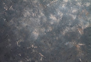 Retro taş beton, koyu kahverengi arka plan, eski sürtünmeler ve siyah lekeler. İğrenç boyanmış döşeme ya da grunge tarzında duvar çimento dokusu. Metin için boşluk