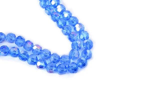 Beautiful Light Blue Glass Sparkle Crystal Isoalted Beads White Background — Stock Photo, Image