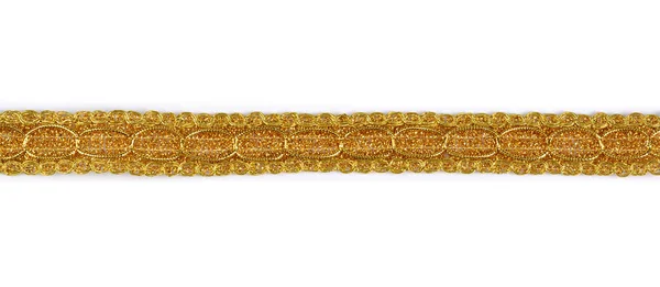 Plecionka Wykonane Luxury Metallic Złoty Sznurek Białym Tle Dekoracja Karnawał — Zdjęcie stockowe