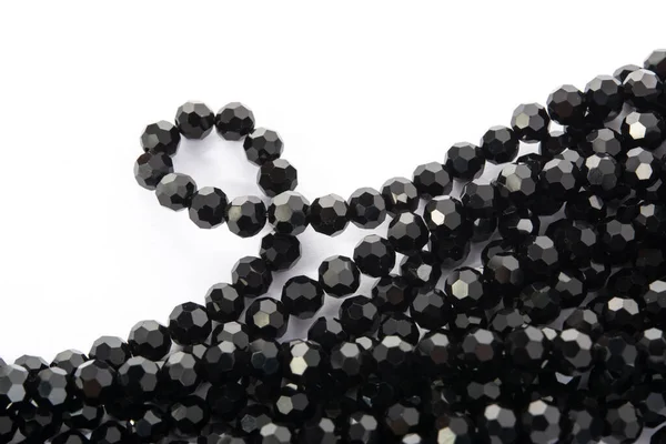 Όμορφη Μαύρη Γυάλινη Λάμψη Κρύσταλλο Isoalted Χάντρες Λευκό Φόντο Χρήση — Φωτογραφία Αρχείου