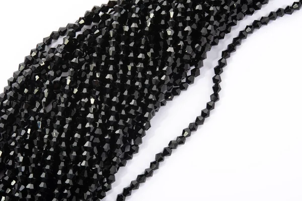 Beautiful Black Glass Sparkle Crystal Isoalted Beads White Background Use — Stock Photo, Image