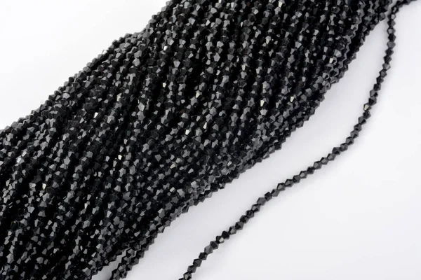 Beautiful Black Glass Sparkle Crystal Isoalted Beads White Background Use — Stock Photo, Image