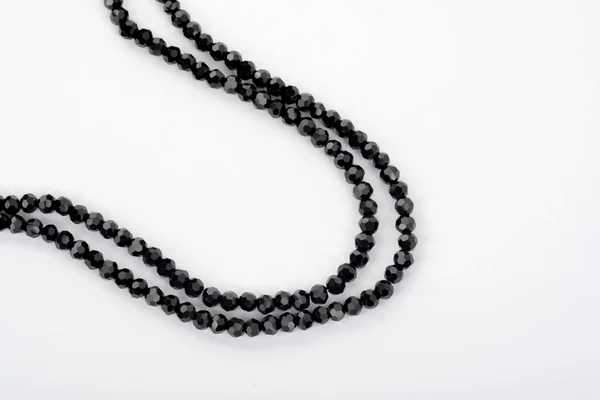 Beautiful Black Glass Sparkle Crystal Isoalted Beads White Background Use Stock Image