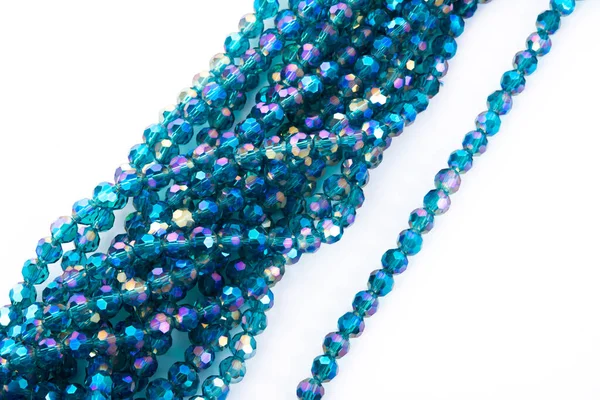 Beautiful Emerald Glass Sparkle Crystal Isoalted Beads White Background Use — Stock Photo, Image