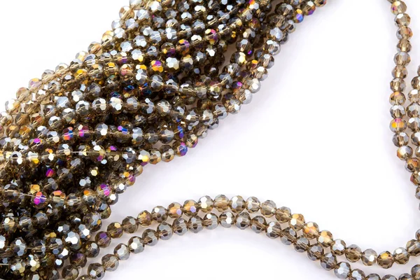 Linda Ouro Bege Marrom Brilho Vidro Cristal Isoalted Beads Fundo — Fotografia de Stock