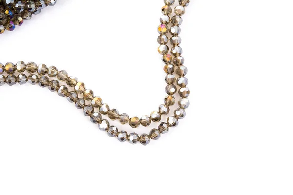 Belle Beige Brun Verre Sparkle Crystal Isoalted Perles Sur Fond — Photo