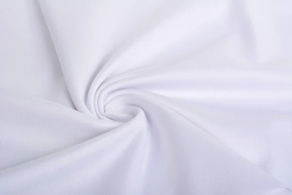 White Knitted Elastic Fabric Weaving Threads Texture Curl Crumpled Fold — Stock Photo, Image