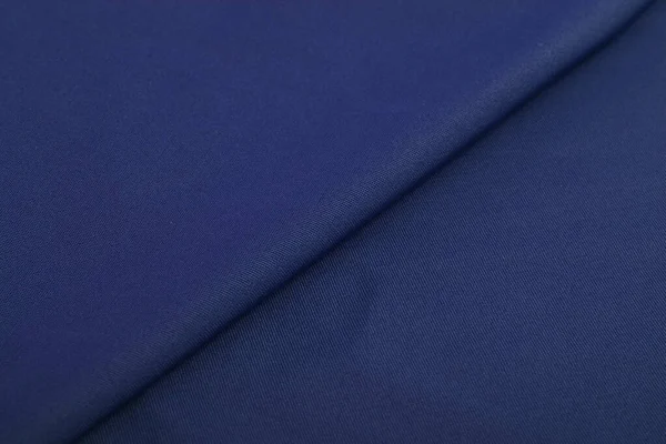 Blauw Gebreide Elastische Stof Weven Van Draden Textuur Gekreukelde Vouw — Stockfoto