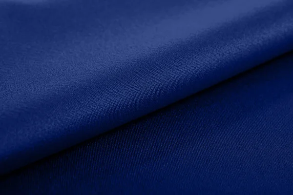Kain Elastis Rajutan Biru Tenunan Tekstur Benang Lipatan Kusut Untuk — Stok Foto