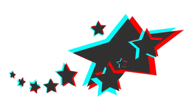 Vektorová Hvězda Skládá Tří Barev Červené Šedé Světle Modré — Stockový vektor
