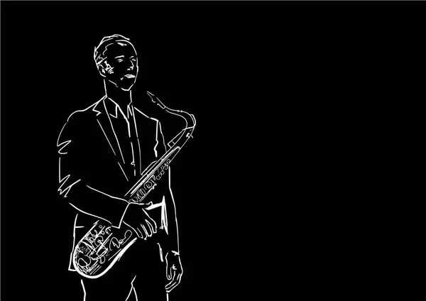 Saxofonista. Pano de fundo preto. — Vetores de Stock © JonCrucian ...
