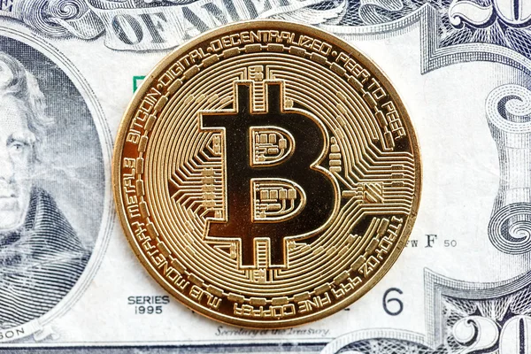 Yeşil Doları zemin üzerine altın bitcoin